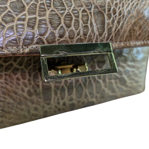 Crocodile Vintage Handbag Purse Flap Lock Clasp - Picture 4 of 8
